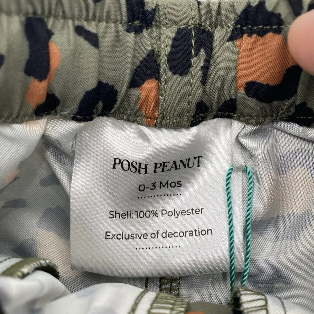 Posh Peanut Newborn Size 0-3M Green Eli Swim Trunks Animal Print NWT
